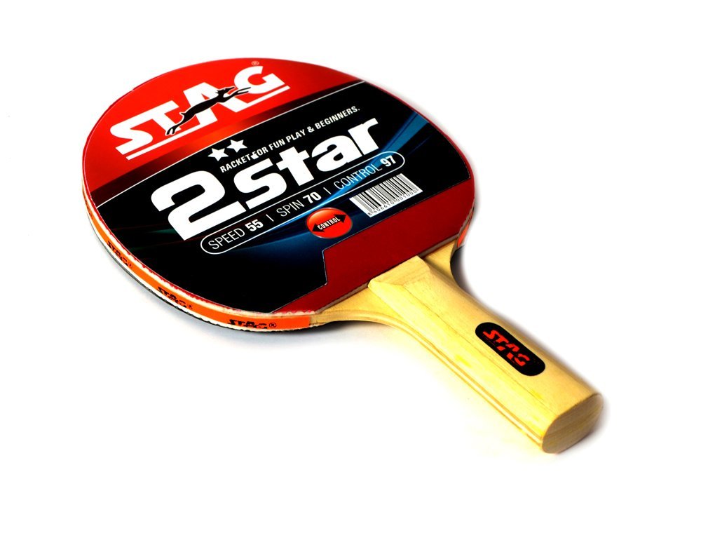 Stag 2 Star Table Tennis Racquet( Multi- Colour, 148 grams, Beginner )