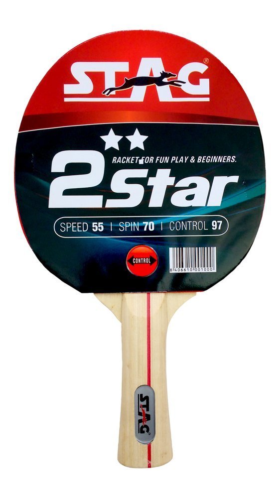Stag 2 Star Table Tennis Racquet( Multi- Colour, 148 grams, Beginner )