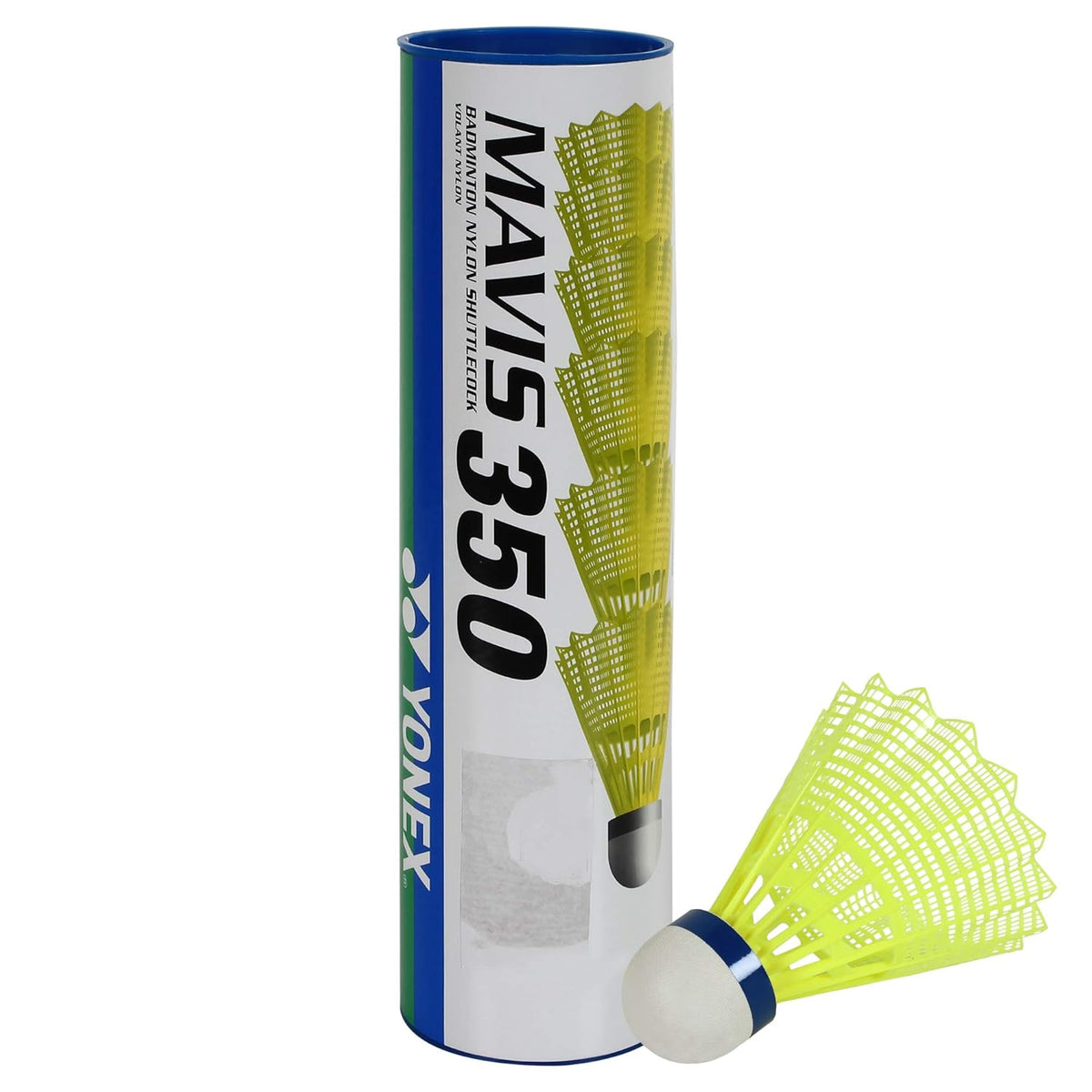 Yonex Mavis 350 Nylon Shuttlecock (Pack of 6) - 10 Tubes - With Golden Safety Seal
