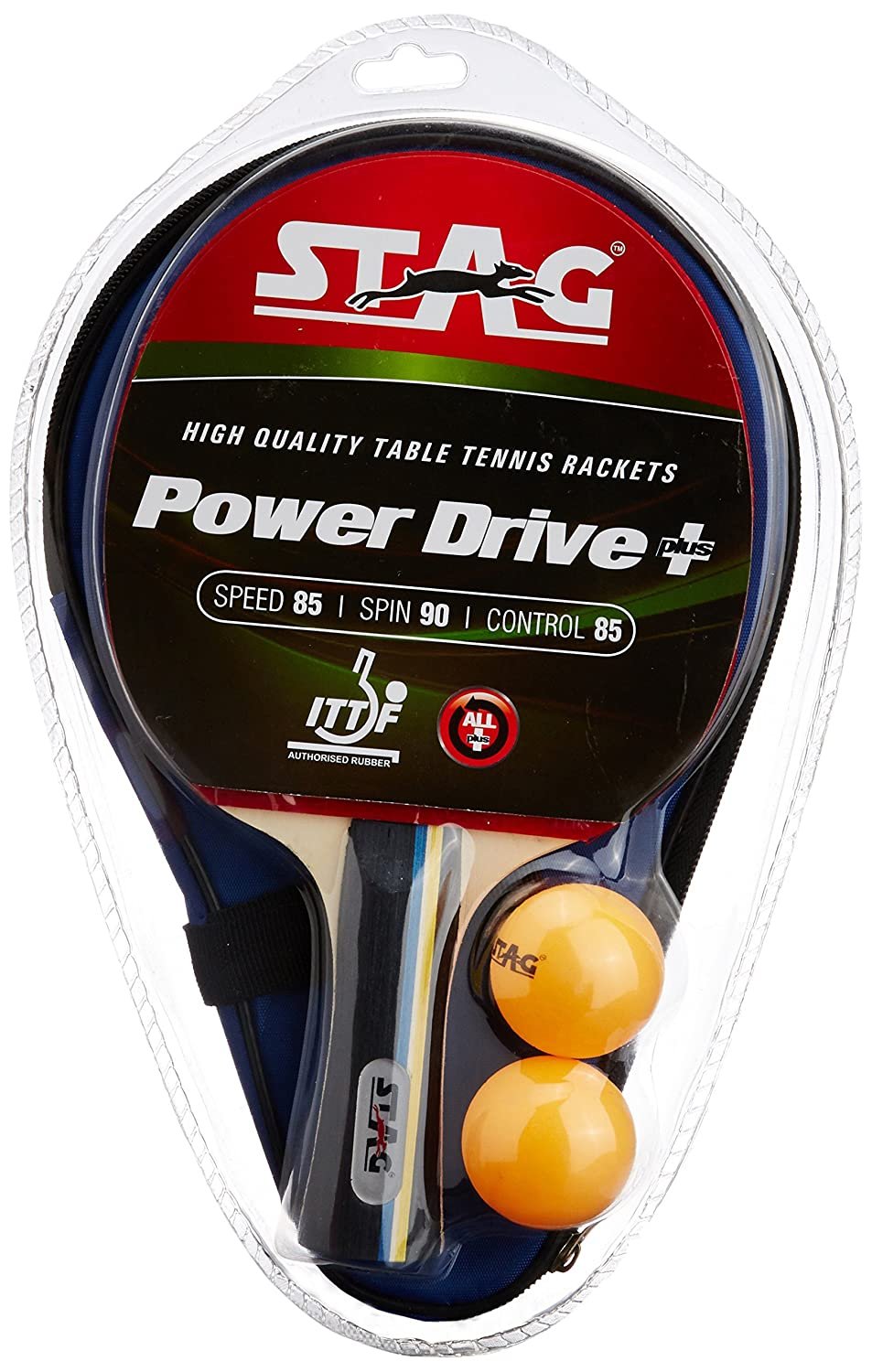 Stag Power Drive Table Tennis Racquet( Multi- Colour, 174 grams, Intermediate )