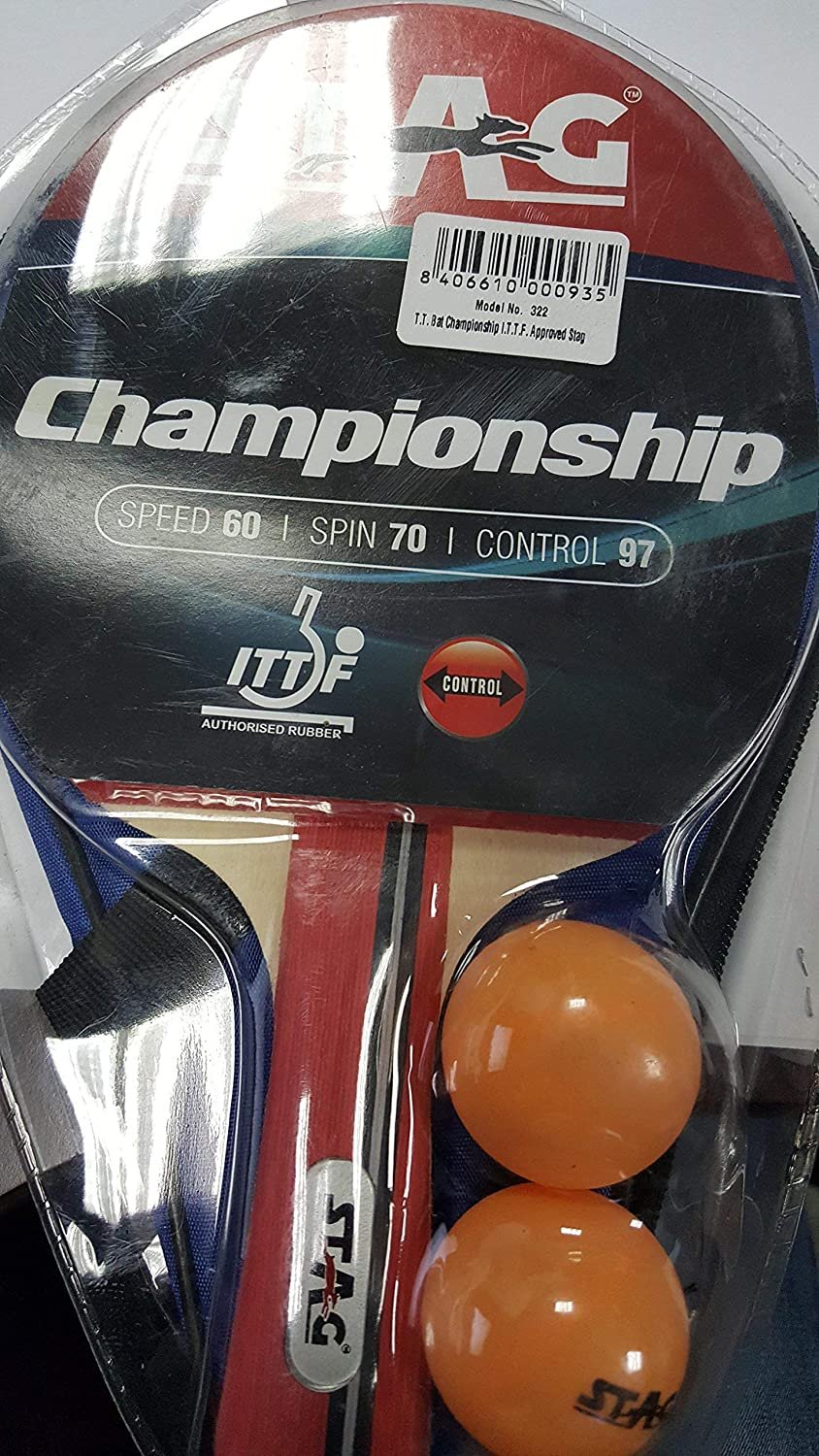 Stag Championship Table Tennis Racquet | 172 grams | Intermediate | ITTF Approved Rubber