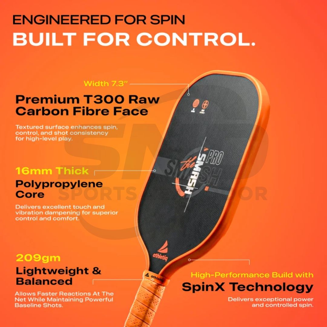 Athletiq SmashPro 3K Raw Carbon Fibre Pickleball Paddle