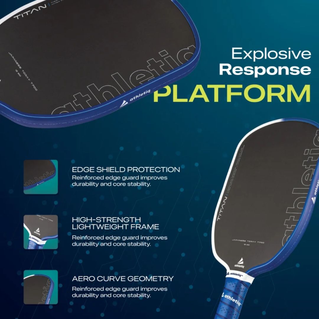 Athletiq Titan (Trilogy Pro Series) Hot Pressed Thermoformed Japanese Toray T700 Elongated Pickleball Paddle