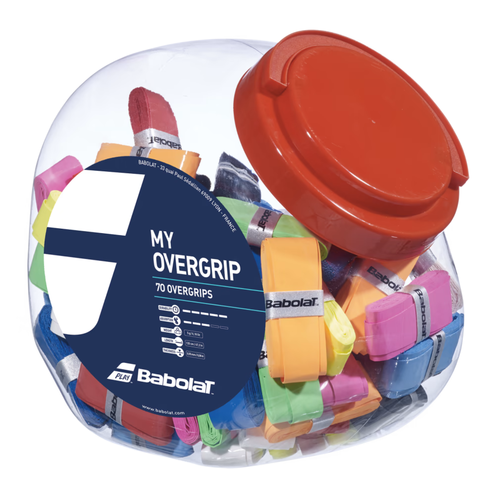 Babolat My Overgrip Jar of 70 Tennis Overgrips