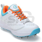 Gowin Tyro Metal Spike Cricket Shoes | White/Island Blue