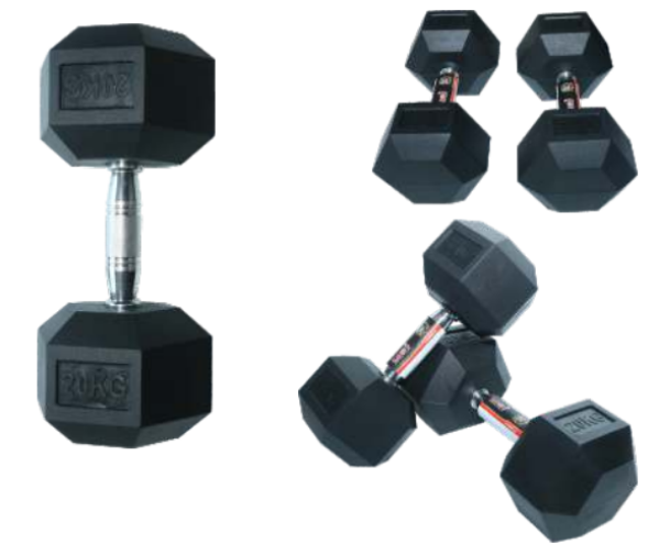USI Hexa Rubber Dumbbells (Pair)