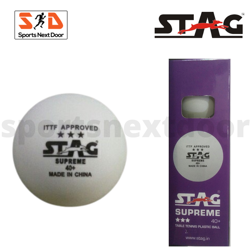 Stag Supreme Three Star Plastic Table Tennis Balls (Pack of 3)