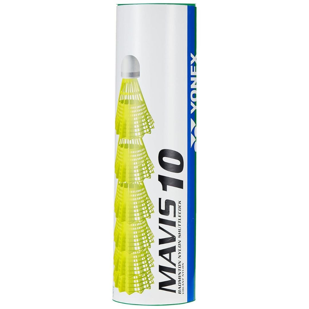 Yonex Mavis 10 Nylon Shuttlecock Yellow (Pack Of 6) - Green Cap