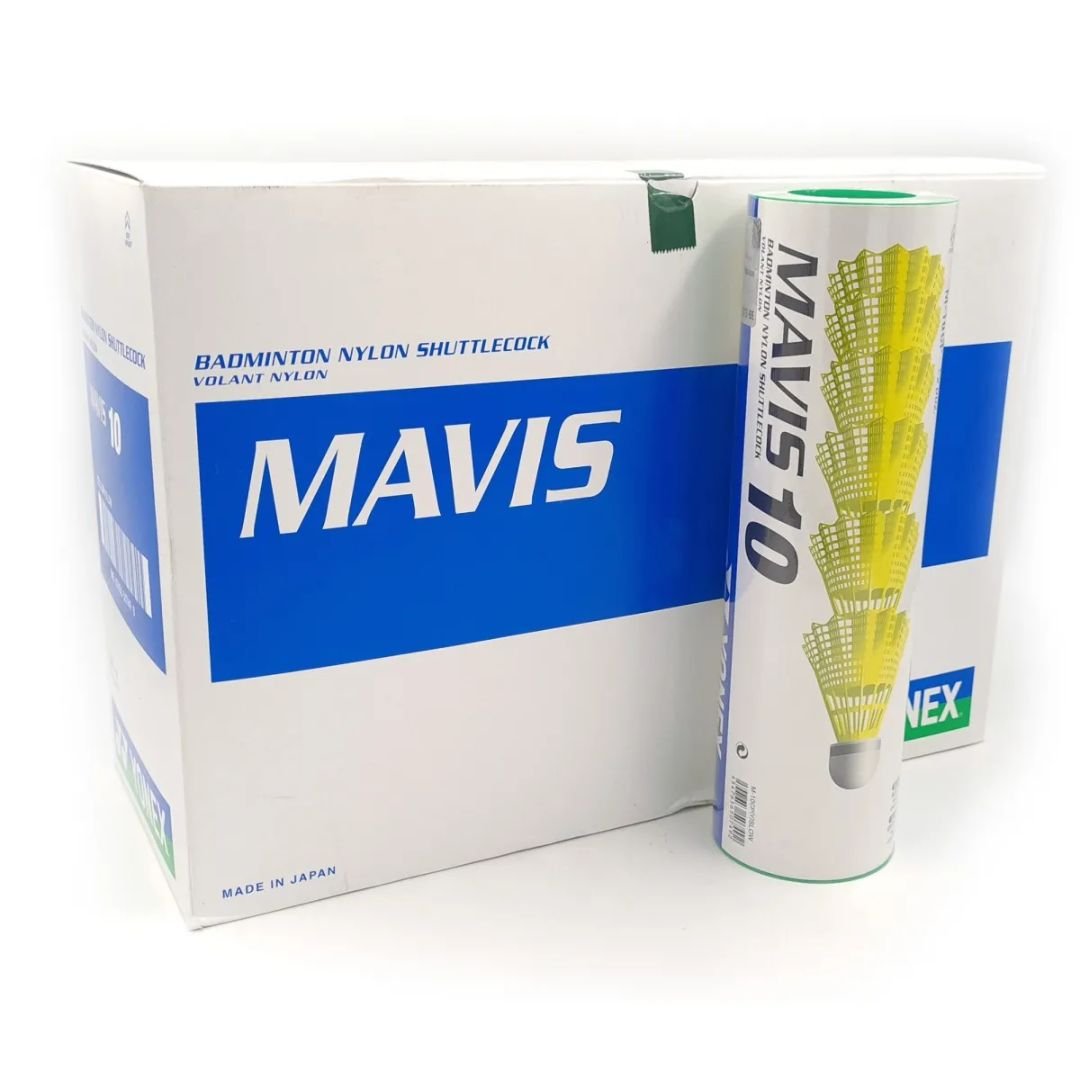 Yonex Mavis 10 Nylon Shuttlecock Yellow (Pack Of 60 Shuttles) - Green Cap