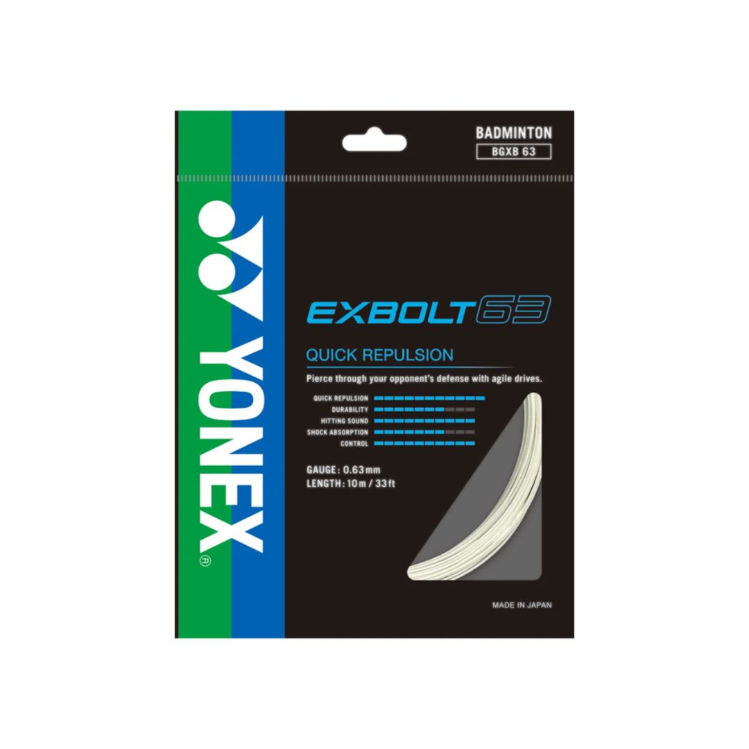 Yonex BG Exbolt 63 Badminton String (Assorted Colors)