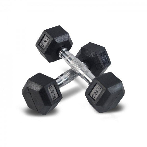 Rubber Hexa Dumbbells (Pair)