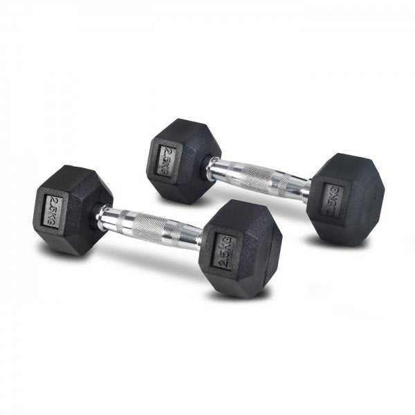 Rubber Hexa Dumbbells (Pair)