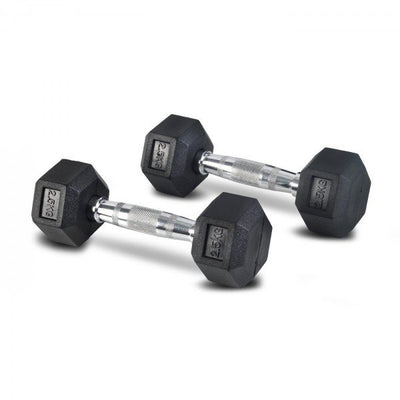 Rubber Hexa Dumbbells (Pair)