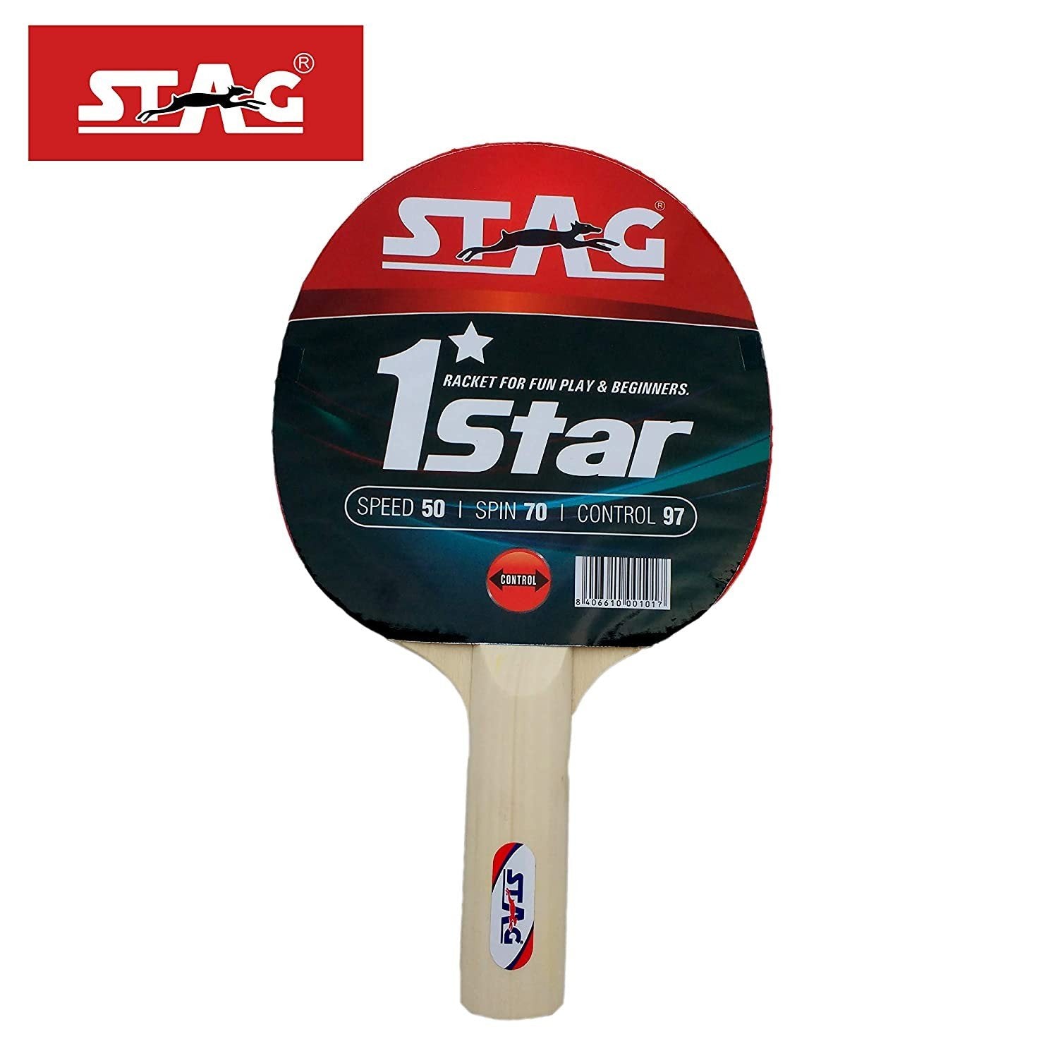 Stag 1 Star Table Tennis Racquet (Multi- Color, 148 Grams, Beginner)